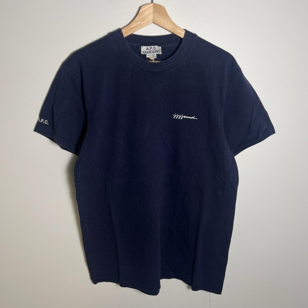 A.P.C. JJJJOUND Logo Graphic Shirt Mens Medium Blue Minimal Tee Crew Neck